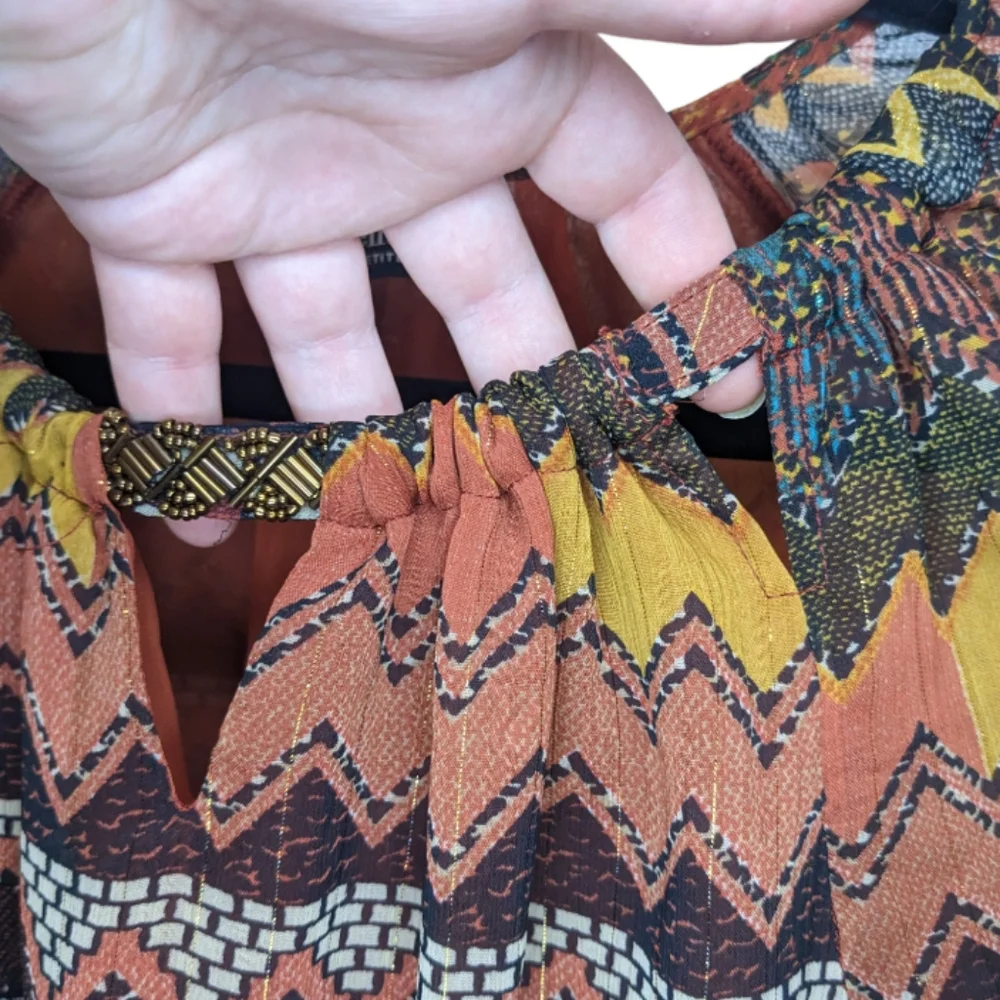 Rafaella Petite Patterned Boho Blouse Size LP - Picture 6 of 9
